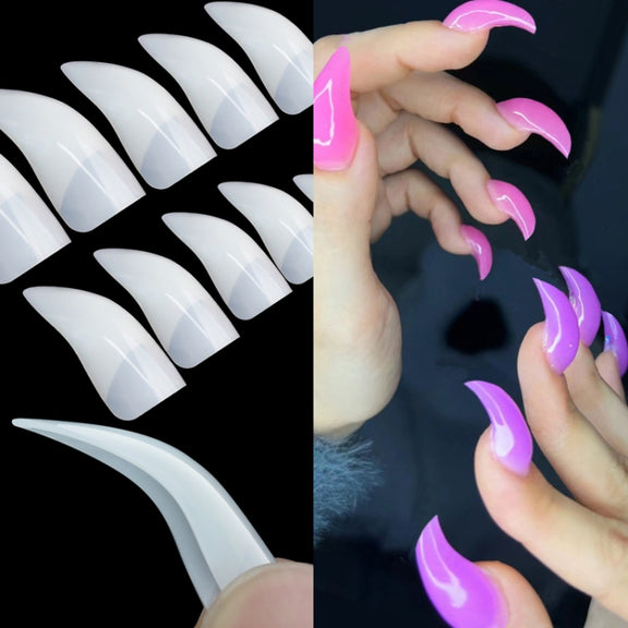 100pcs /Box Stiletto Nail Tips Halloween Style Stiletto False Eagle Claw Art Nails(Transparent)