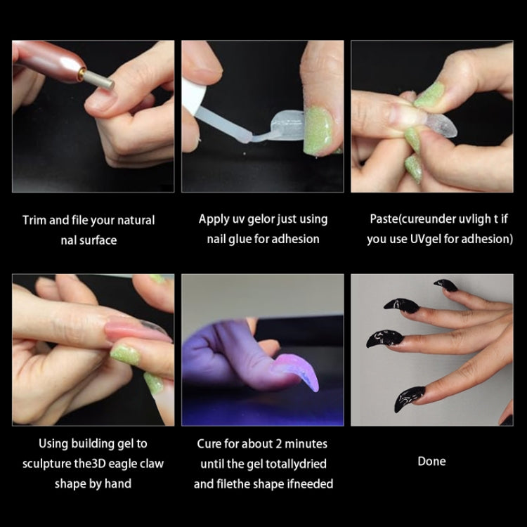 100pcs /Box Stiletto Nail Tips Halloween Style Stiletto False Eagle Claw Art Nails(Transparent)