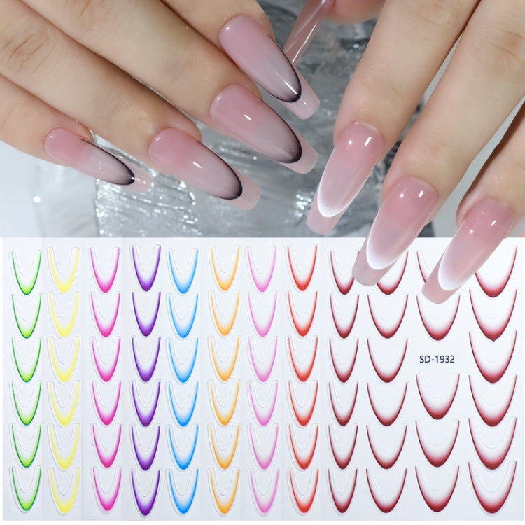 SD-1931 Line Nail Art Stickers Self-Adhesive Gradient Color French Manicure Stickers DIY Nail Tips Decals
