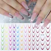 SD-1923 Line Nail Art Stickers Self-Adhesive Gradient Color French Manicure Stickers DIY Nail Tips Decals