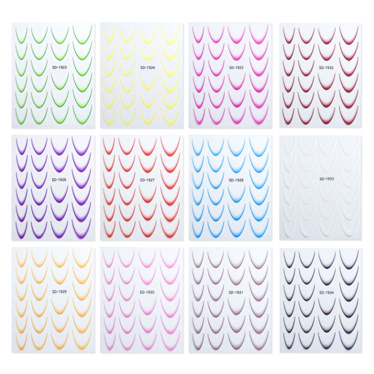 SD-1932 Line Nail Art Stickers Self-Adhesive Gradient Color French Manicure Stickers DIY Nail Tips Decals