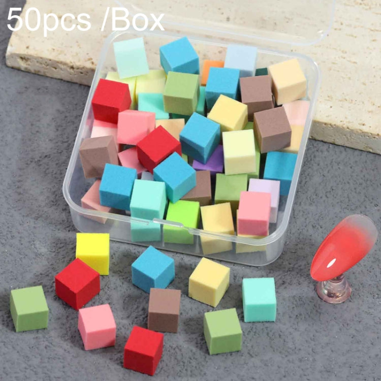 50pcs /Box 1cm Mini Nail Art Sponges Gradient Aura Effect Designs Manicure Brush Tool(Mixed Colors)