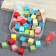 50pcs /Box 1cm Mini Nail Art Sponges Gradient Aura Effect Designs Manicure Brush Tool(Mixed Colors)