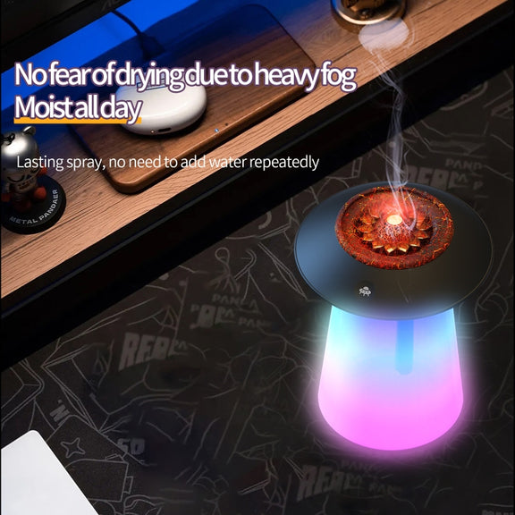 HX126 Sound Pickup RGB Light Volcano Humidifier Simulated Flame Aromatherapy Machine, Color: Black