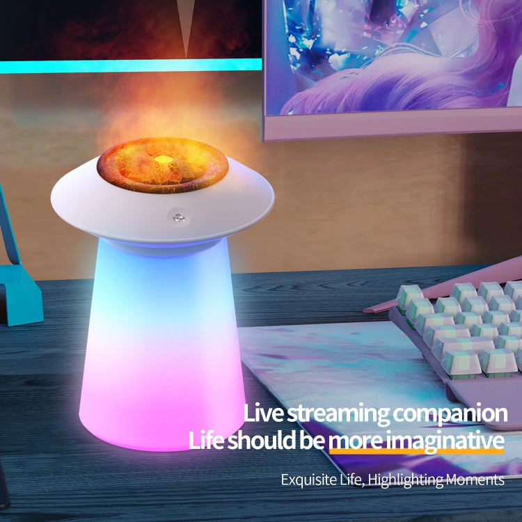 HX126 Sound Pickup RGB Light Volcano Humidifier Simulated Flame Aromatherapy Machine, Color: Black