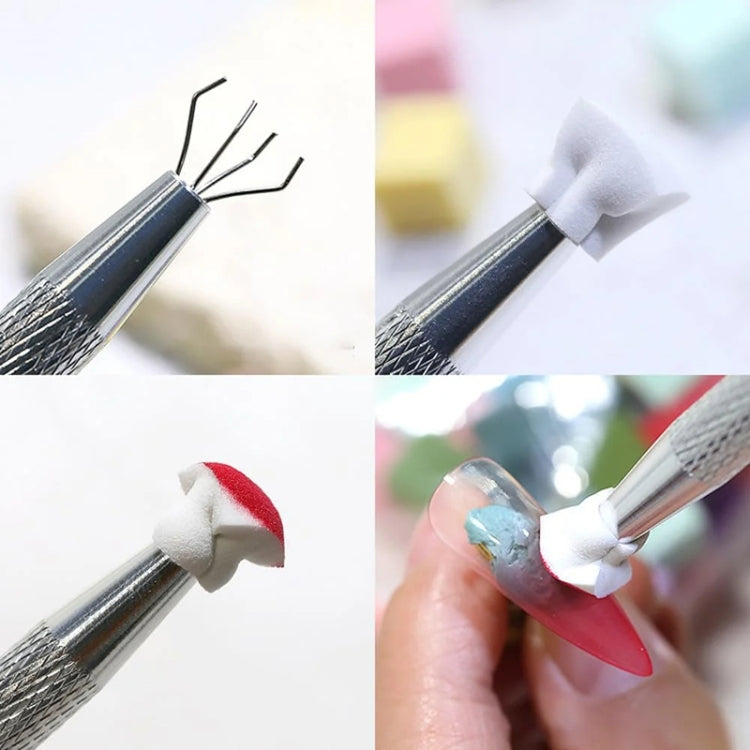 Nail Sponge Gripper Non-slip Manicure Tool Pat Gel Sponge Grabbing Pen(Silver)