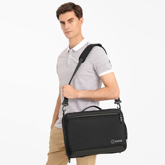 Ozuko Business Laptop USB Backpack Men Schoolbag(Dark Blue)