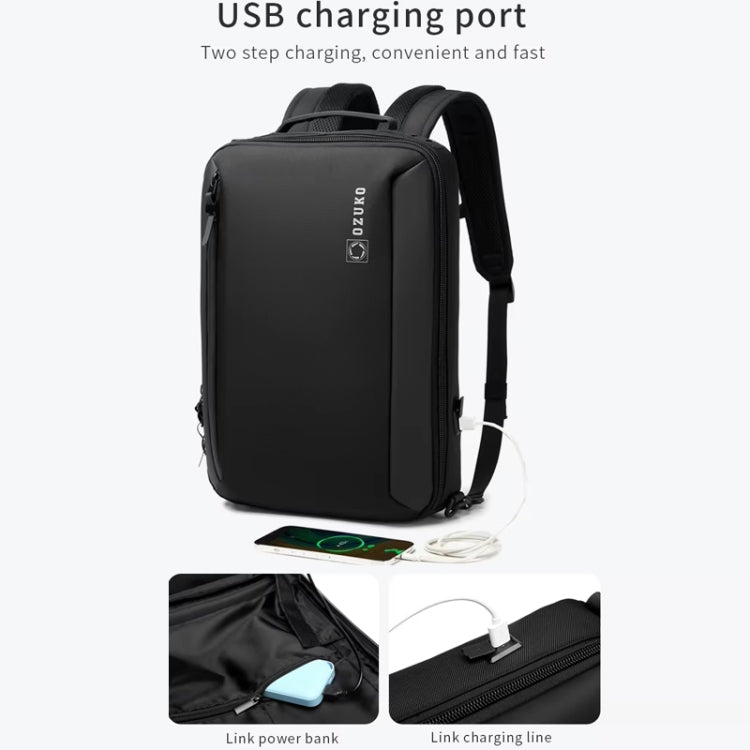 Ozuko Business Laptop USB Backpack Men Schoolbag(Dark Blue)