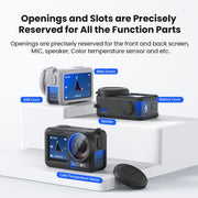 For DJI Osmo Action 5 Pro aMagisn Silicone Protective Case with Lanyard and Lens Cap(Light Gray)