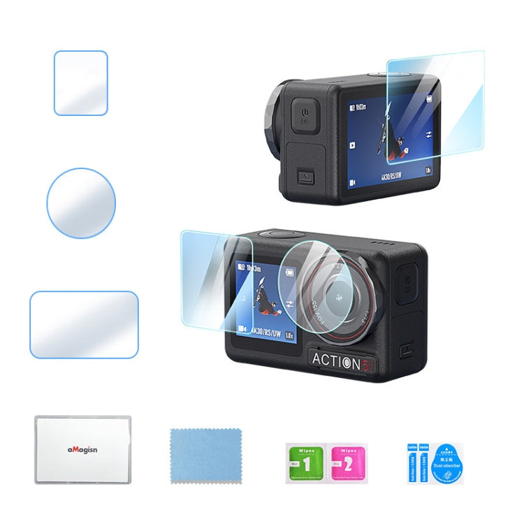 For DJI Osmo Action 5 Pro aMagisn 9H Hardness Tempered Glass Set Package A