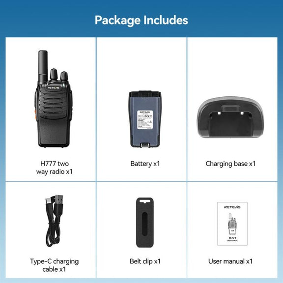 RETEVIS H777 16 Channels Compact Portable Handheld Walkie Talkie With Charging Base, Style: PMR