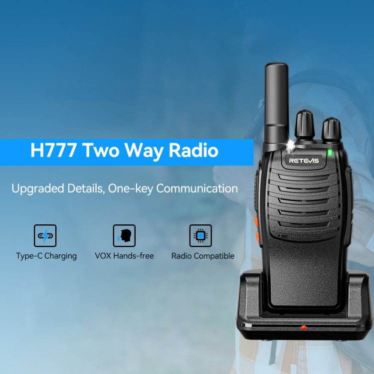 RETEVIS H777 16 Channels Compact Portable Handheld Walkie Talkie With Charging Base, Style: FRS