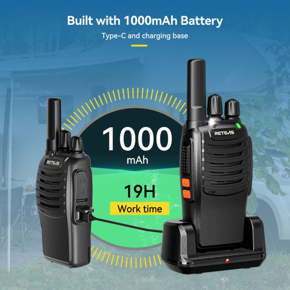 RETEVIS H777 16 Channels Compact Portable Handheld Walkie Talkie With Charging Base, Style: FRS
