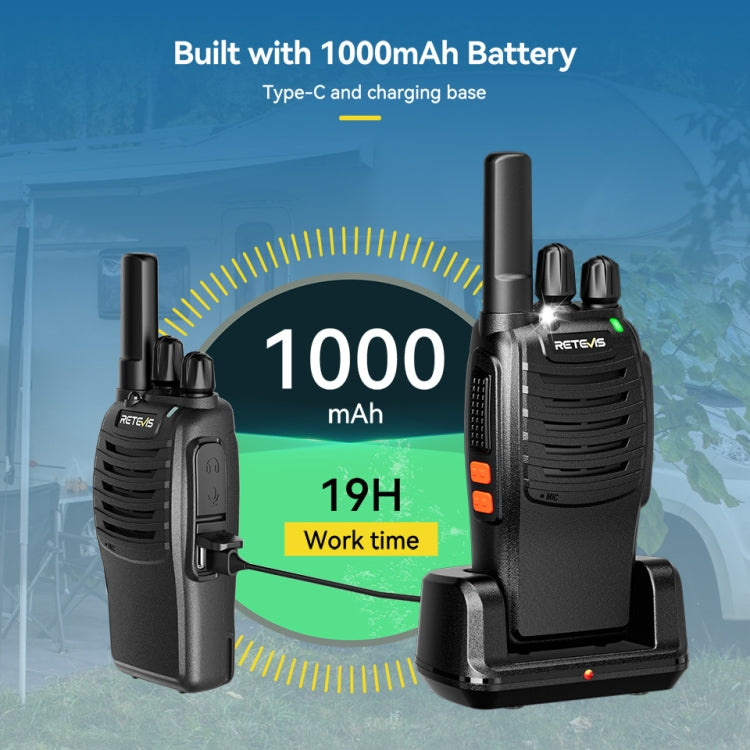RETEVIS H777 16 Channels Compact Portable Handheld Walkie Talkie With Charging Base, Style: FRS