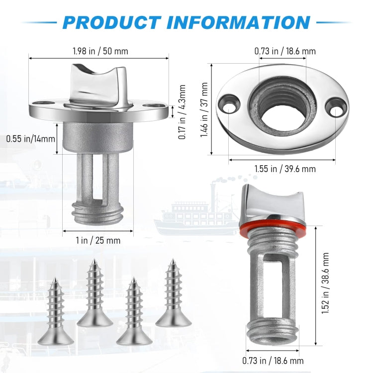 Stainless Steel Water Plug For Kayak Stern Drain, Set: 1pc