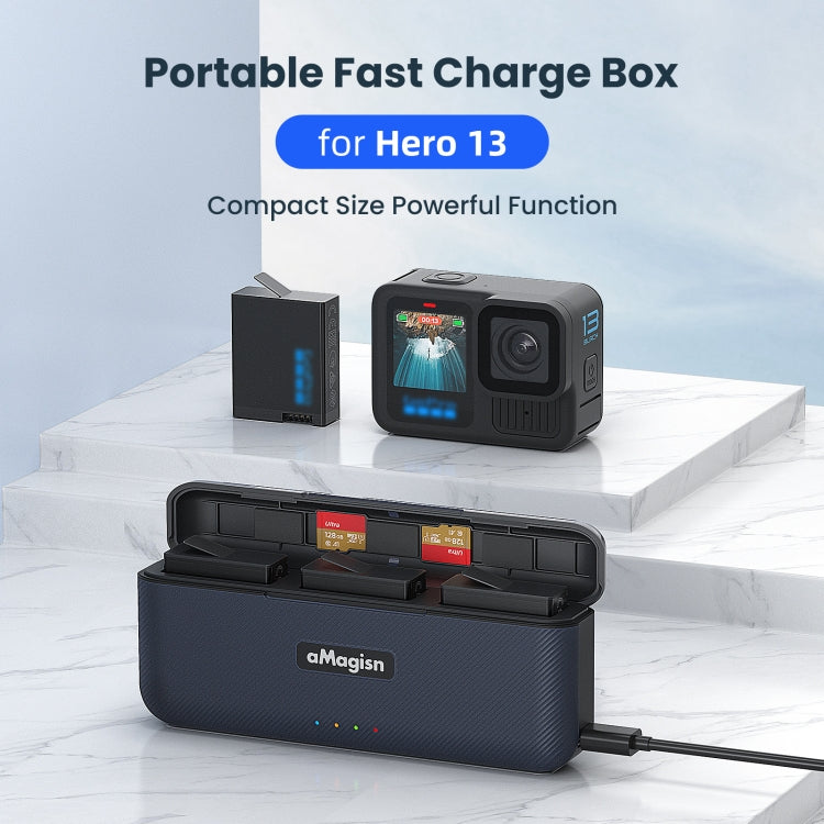 For GoPro HERO13 Black aMagisn Battery Charging Box Triple Slot Charging Case