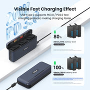 For GoPro HERO13 Black aMagisn Battery Charging Box Triple Slot Charging Case