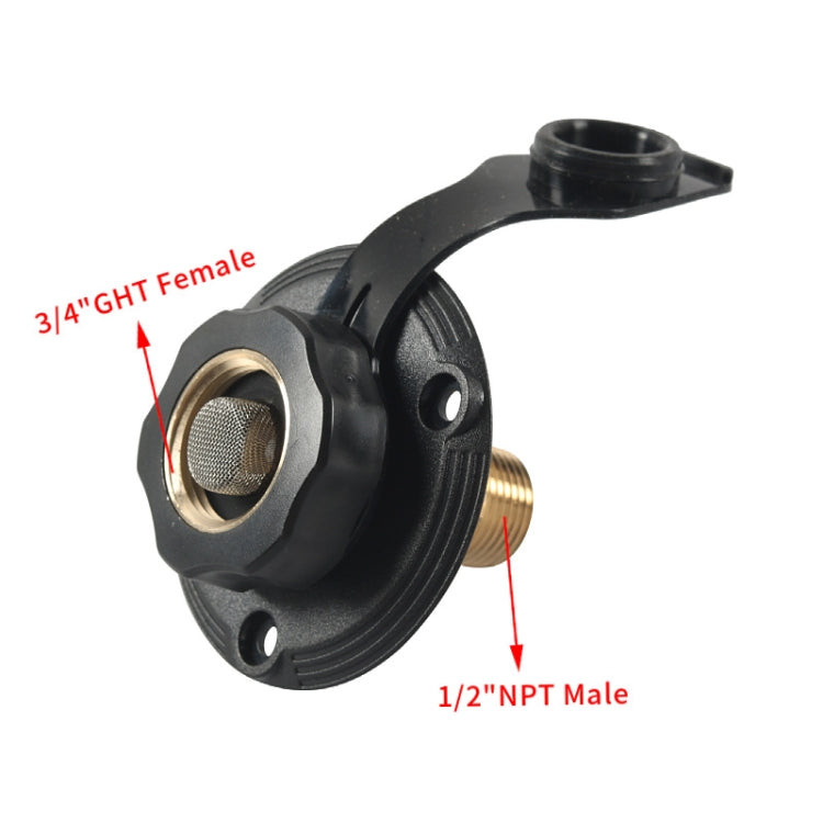 RV Brass Water Inlet Check Valve Yacht Accessories, Color: Black+Raw Tape