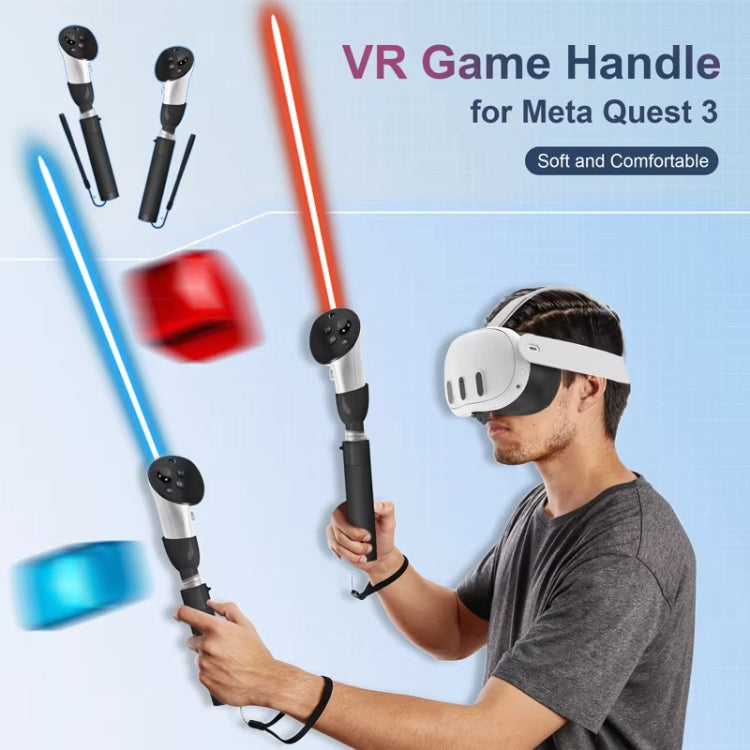 DEVASO For Meta Quest 3S / 3 Game Lightsaber Golf Game Extension Pole Baseball Grip Accessories(Black)