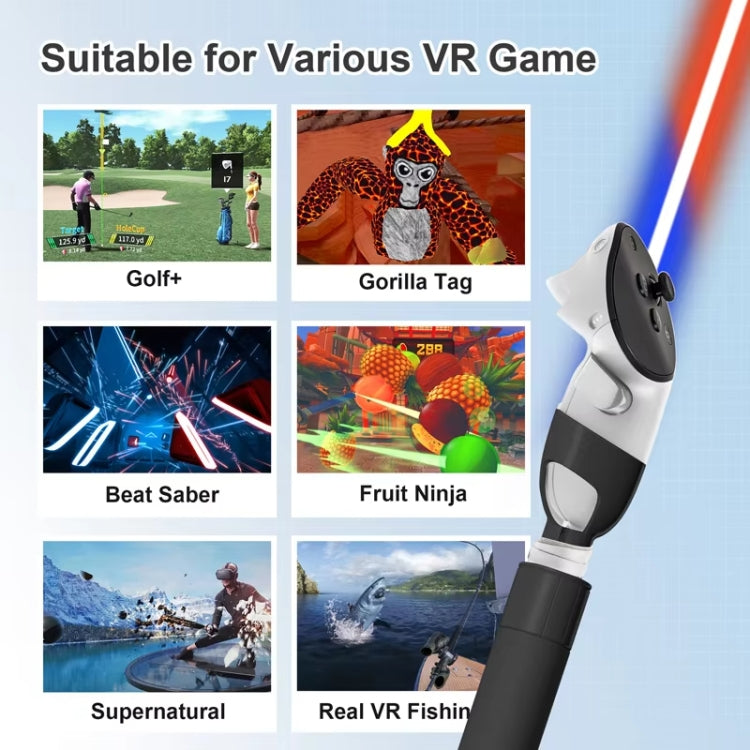 DEVASO For Meta Quest 3S / 3 Game Lightsaber Golf Game Extension Pole Baseball Grip Accessories(Black)