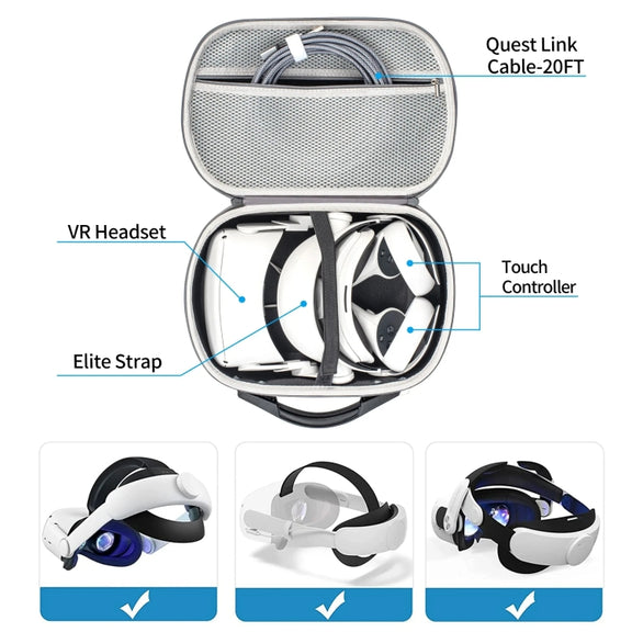 DEVASO For Meta Quest 3S / 3 / 2 / Pro / Pico 4 Large Capacity Carrying Bag Organizer Protective Case