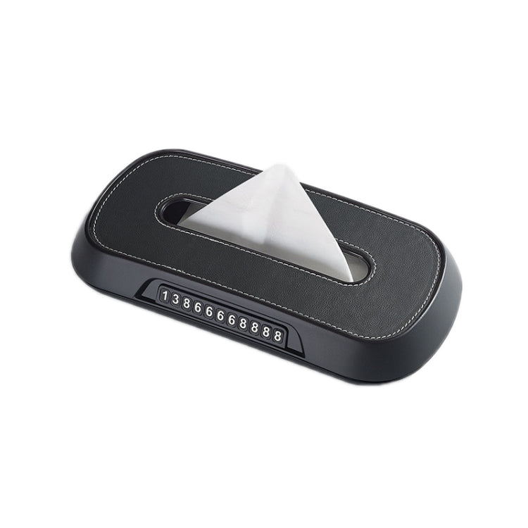 Car Sun Visor Hanging Sunroof Seat Back Tissue Box, Color: Leather Black
