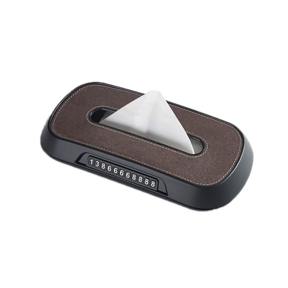 Car Sun Visor Hanging Sunroof Seat Back Tissue Box, Color: Suede Brown