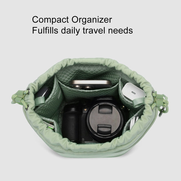 Cwatcun D159 Cloud Drawstring Camera Bag Shoulder Crossbody Photo Bag(Gray)