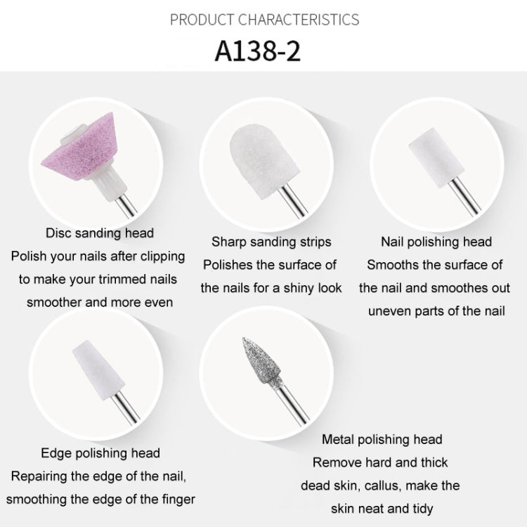A138-1 Manicure Grinding Heads Set Nail Polishers Accessories Nail Tools