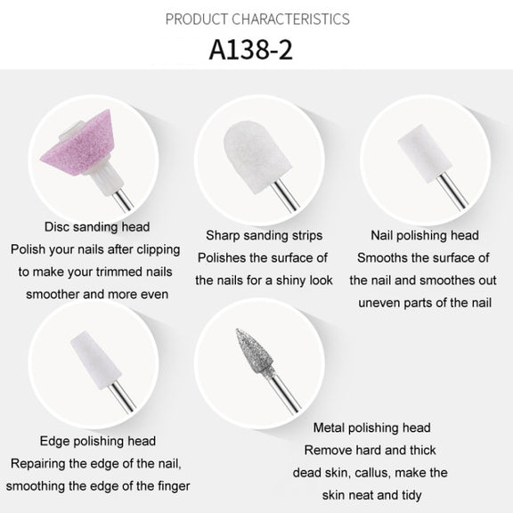 A138-1 Manicure Grinding Heads Set Nail Polishers Accessories Nail Tools