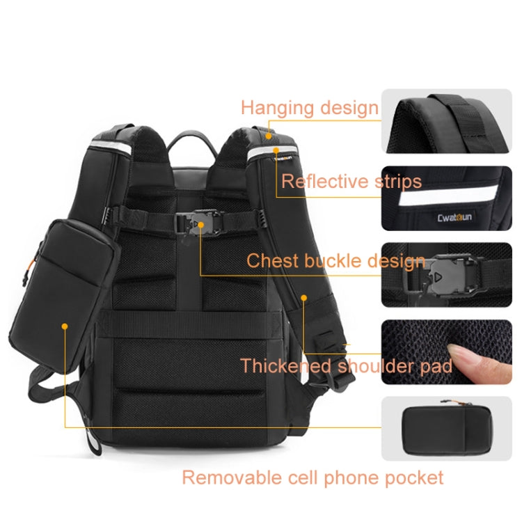 Cwatcun D132 DSLR Camera Backpack Hard-shell Crashproof Water-resistant Decompression Shoulder Photo Bag, Color: 2nd Generation Large Black