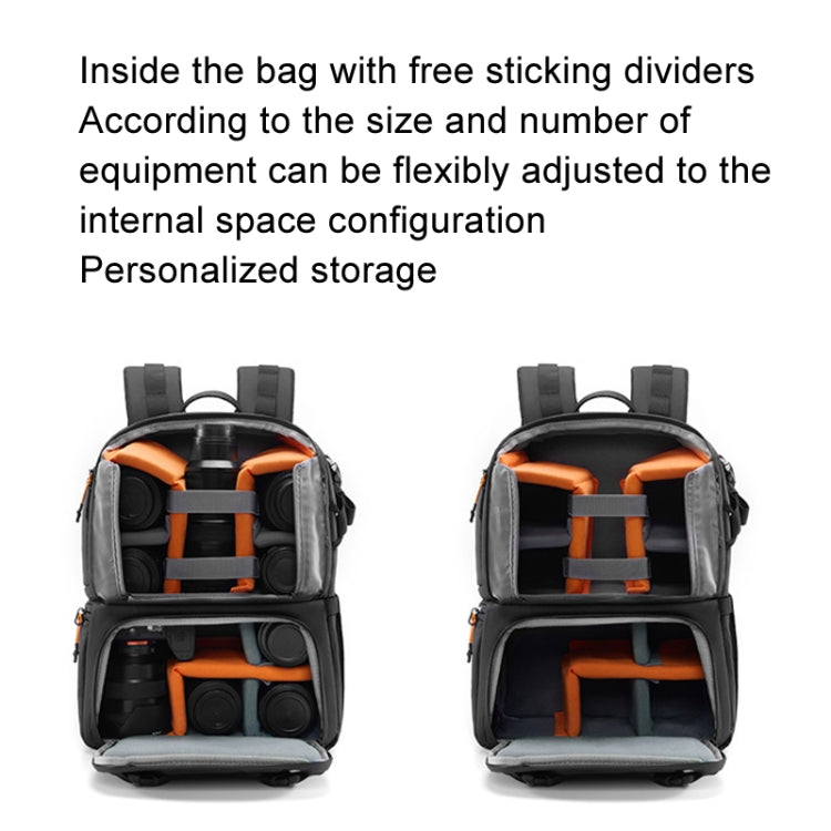 Cwatcun D132 DSLR Camera Backpack Hard-shell Crashproof Water-resistant Decompression Shoulder Photo Bag, Color: 1st Generation Large Black