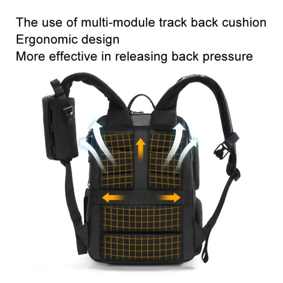 Cwatcun D132 DSLR Camera Backpack Hard-shell Crashproof Water-resistant Decompression Shoulder Photo Bag, Color: 2nd Generation Large Black