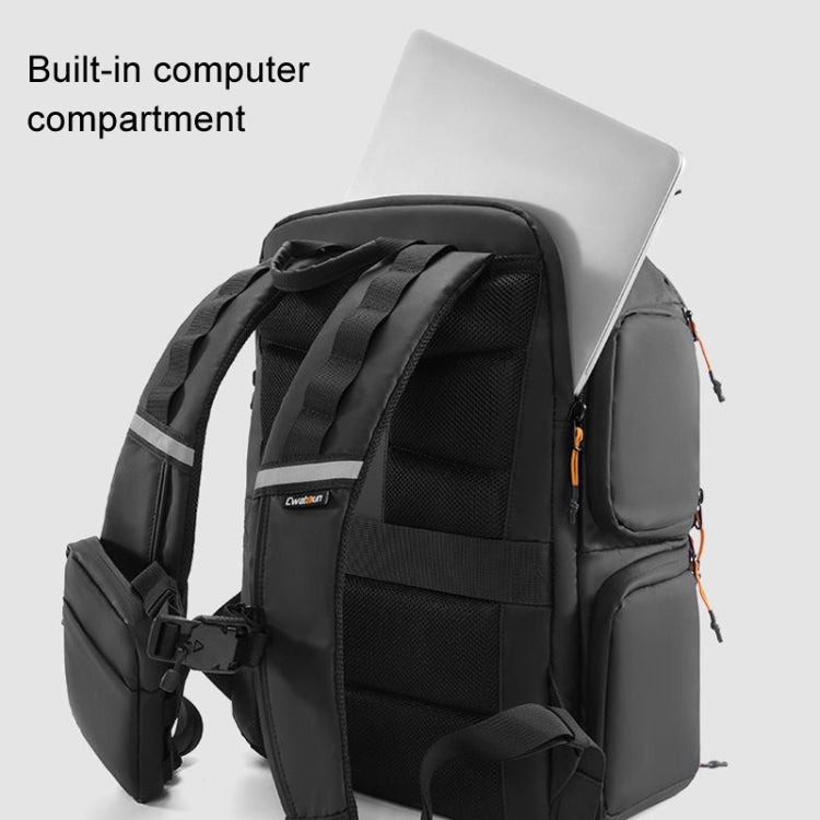 Cwatcun D132 DSLR Camera Backpack Hard-shell Crashproof Water-resistant Decompression Shoulder Photo Bag, Color: 2nd Generation Large Black
