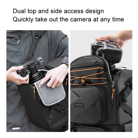 Cwatcun D132 DSLR Camera Backpack Hard-shell Crashproof Water-resistant Decompression Shoulder Photo Bag, Color: 2nd Generation Large Black
