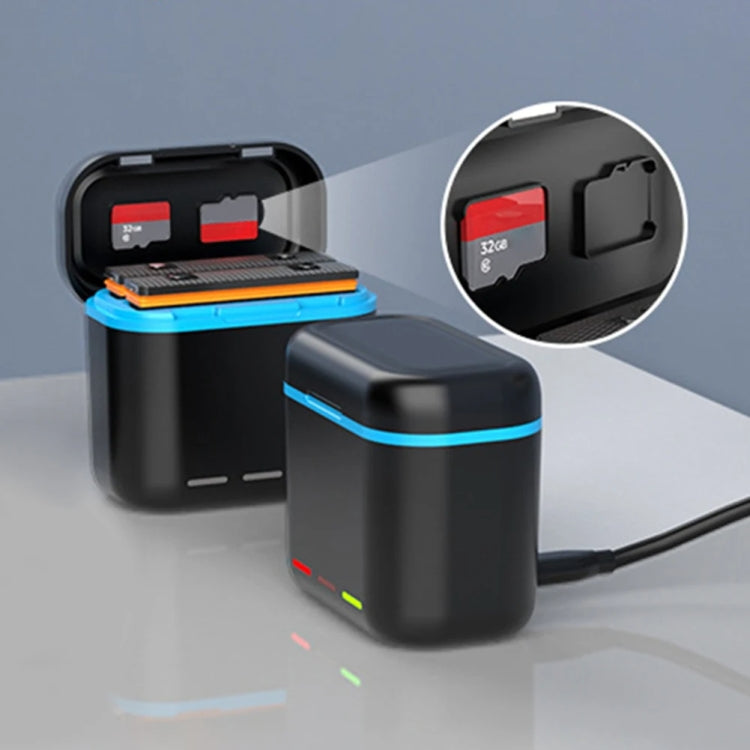 For Insta360 X3 Battery Charger Dual Battery Storage Charging Case(Black)