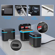 For Insta360 X3 Battery Charger Dual Battery Storage Charging Case(Black)