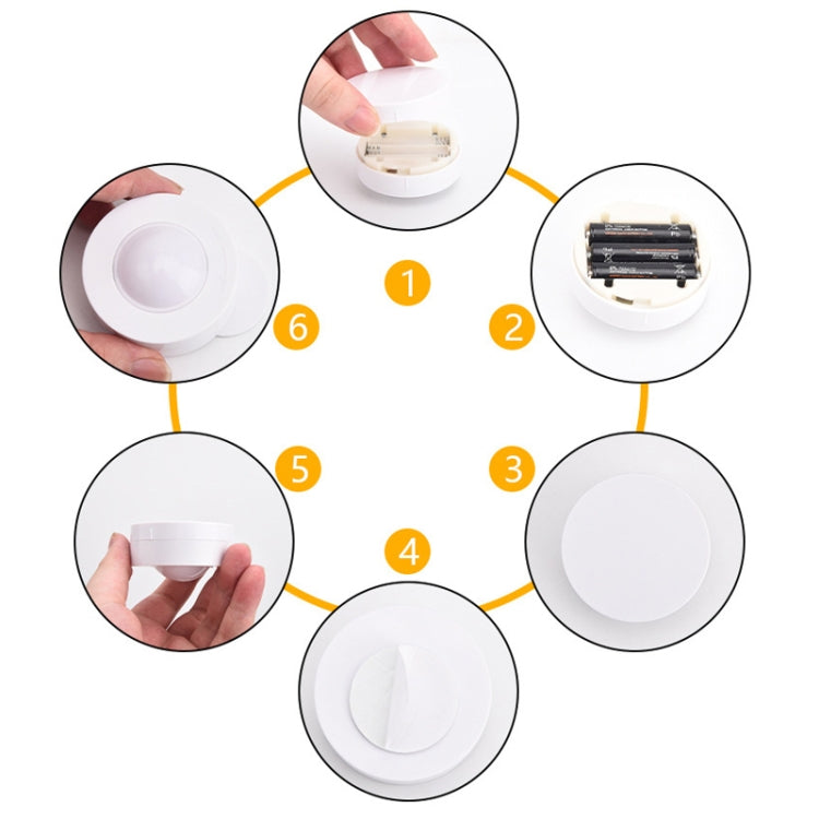 Remote Control Induction Night Light Bedroom Wardrobe LED Push-Button Light(2 Remote Controls + 3 White + 3 Warm)