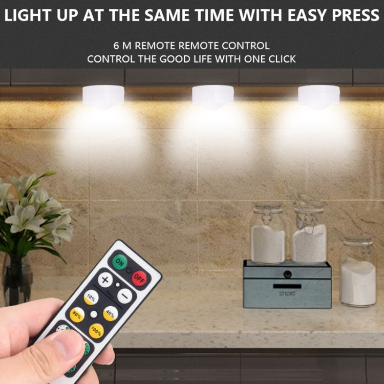 Remote Control Induction Night Light Bedroom Wardrobe LED Push-Button Light(2 Remote Controls + 3 White + 3 Warm)