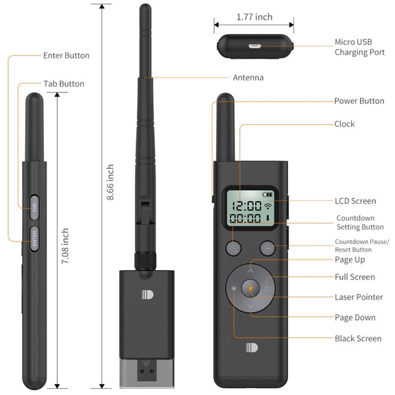 Doosl DSIT037 300m Long Distance Laser Remote Control Green Light Page Turner