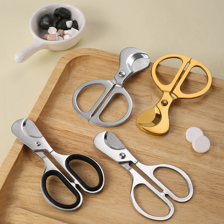 Portable Pill Cutter Stainless Steel Cigar Dispensing Scissors, Style: Round Handle Silver