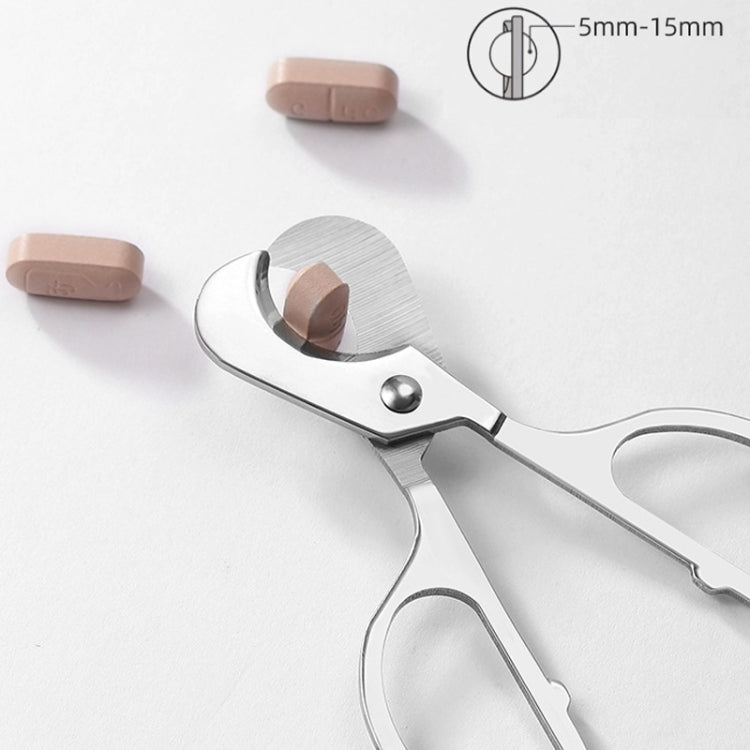 Portable Pill Cutter Stainless Steel Cigar Dispensing Scissors, Style: Round Handle Silver