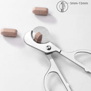 Portable Pill Cutter Stainless Steel Cigar Dispensing Scissors, Style: Round Handle Silver