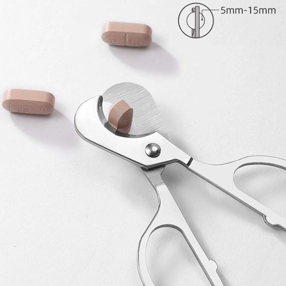 Portable Pill Cutter Stainless Steel Cigar Dispensing Scissors, Style: Round Handle Silver