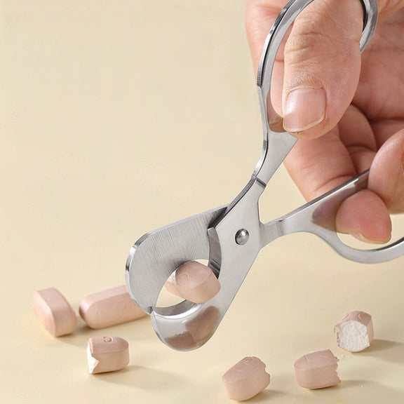Portable Pill Cutter Stainless Steel Cigar Dispensing Scissors, Style: Round Handle Silver
