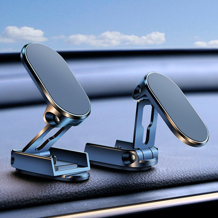 D11 Magnetic Folding Car Phone Holder Rotatable Dashboard Stick-On Navigation Stand(Silver Gloosy)