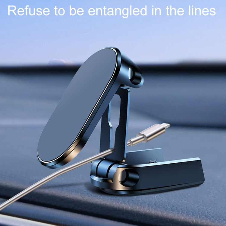 D11 Magnetic Folding Car Phone Holder Rotatable Dashboard Stick-On Navigation Stand(Silver Gloosy)