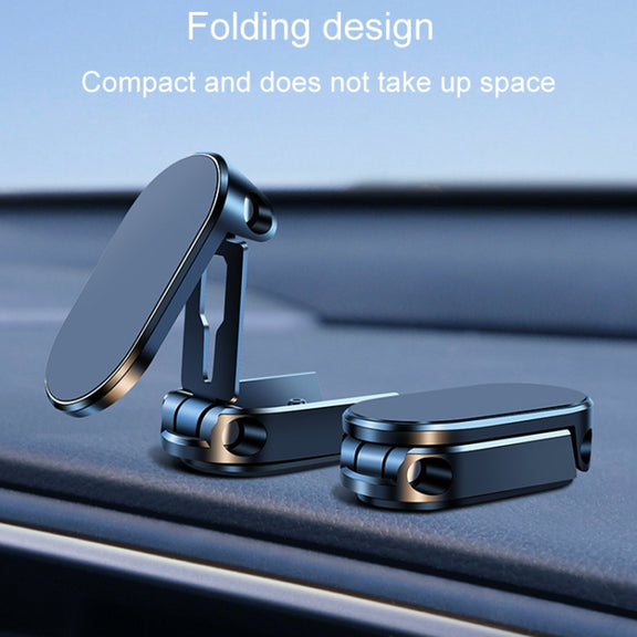 D11 Magnetic Folding Car Phone Holder Rotatable Dashboard Stick-On Navigation Stand(Silver Gloosy)