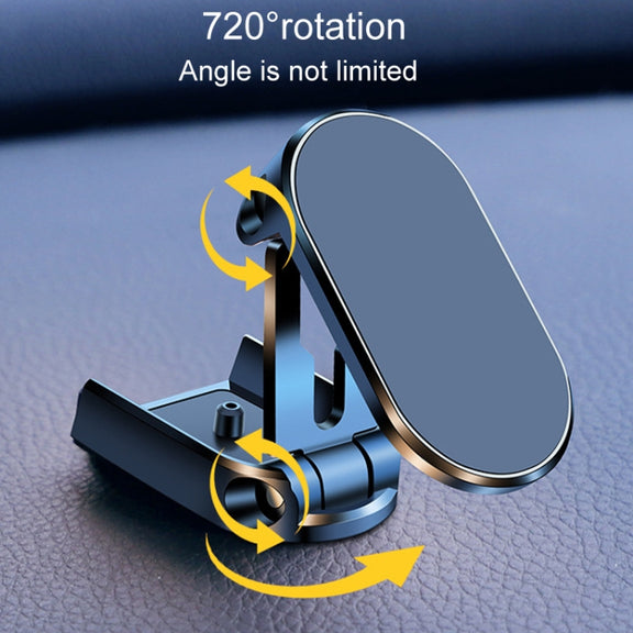 D11 Magnetic Folding Car Phone Holder Rotatable Dashboard Stick-On Navigation Stand(Silver Gloosy)