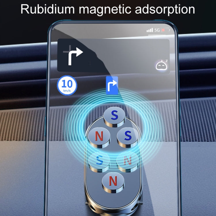 D11 Magnetic Folding Car Phone Holder Rotatable Dashboard Stick-On Navigation Stand(Silver Gloosy)